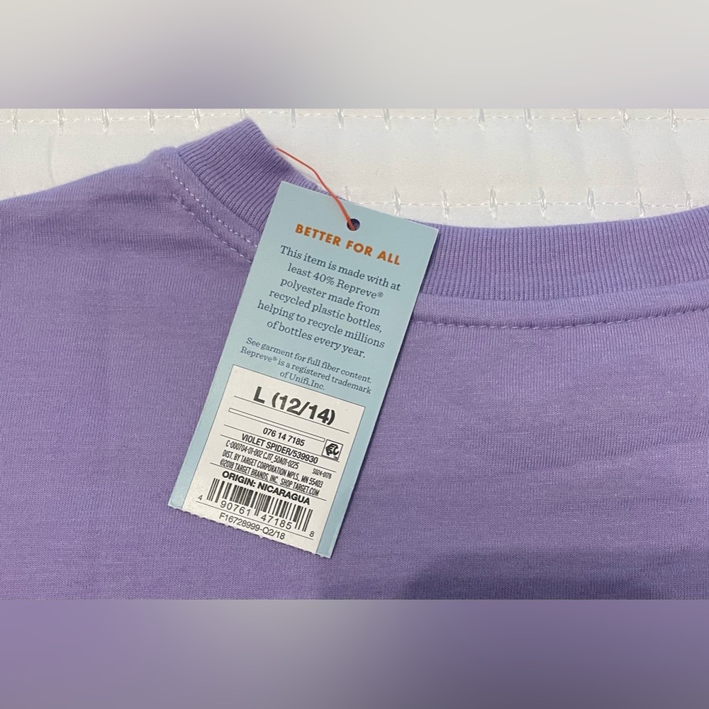 Cat & Jack Kids Spider T-shirt size large 12/14 purple new shirt - Picture 5 of 7